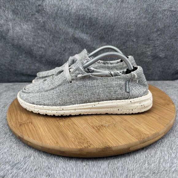 Hey Dude Wendy Linen Shoes Womens Size 7 Gray Iron Loafer Lightweight Comfort - Picture 3 of 9